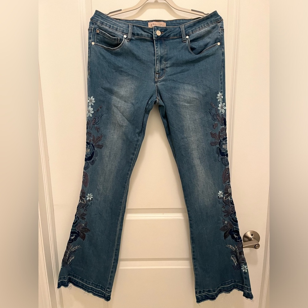 Philosophy Blue Floral Wide Leg Jeans